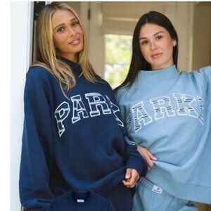 NWT Parke Maggie & Emma Varsity Mock neck Sweatshirt Navy Size S/M
